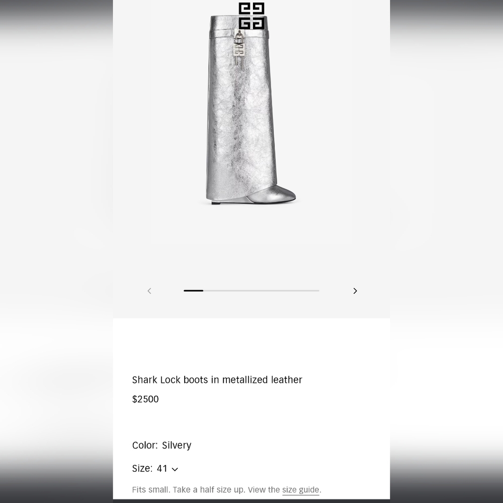 Givenchy shark lock boot silvery silver metallic sz 41
